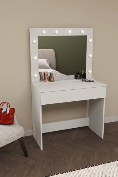 Sakura Işıklı Aynalı Çekmeceli Makyaj Masası - 2