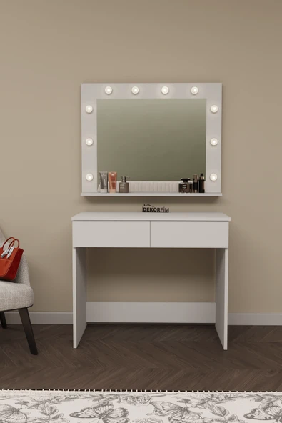 Sakura Işıklı Aynalı Çekmeceli Makyaj Masası - 3