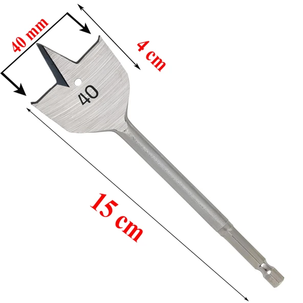 Ahşap Delme Ucu Matkap Ucu Tahta Sunta Plastik Alçıpan Delme Ucu Bits Yaprak Uç 40 mm - 3