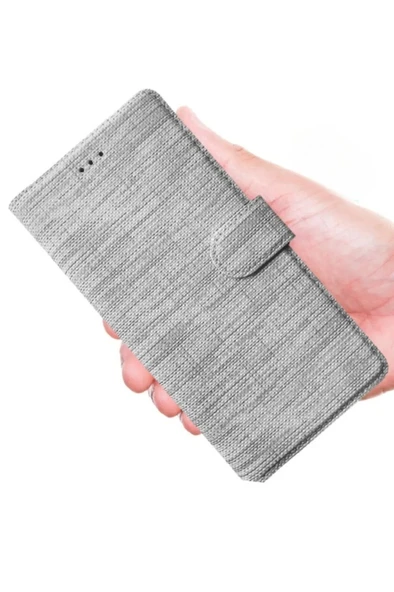 Apple iPhone 6 Plus - 6S Plus Uyumlu Kart ve Para Bölmeli Standlı Cüzdanlı Kılıf - Gri - 2