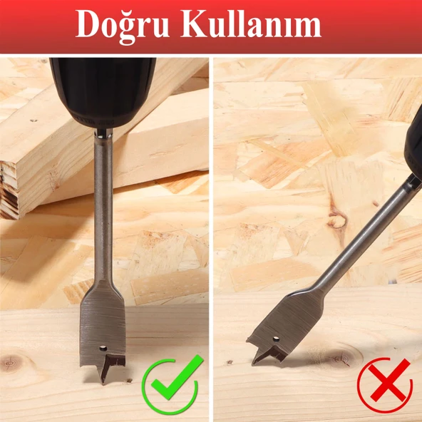 Ahşap Delme Ucu Matkap Ucu Tahta Sunta Plastik Alçıpan Delme Ucu Bits Yaprak Uç 38 mm - 5