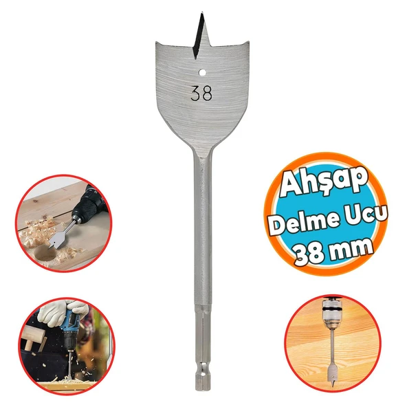 Ahşap Delme Ucu Matkap Ucu Tahta Sunta Plastik Alçıpan Delme Ucu Bits Yaprak Uç 38 mm