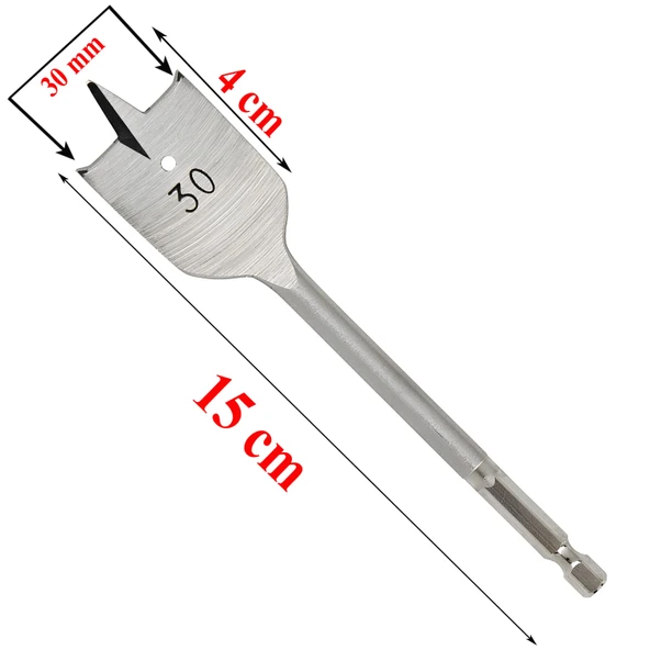 Ahşap Delme Ucu Matkap Ucu Tahta Sunta Plastik Alçıpan Delme Ucu Bits Yaprak Uç 30 mm - 3