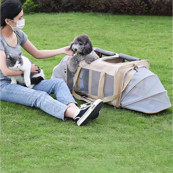 Kedi Köpek İki Taraflı Genişletilebilir ve Taşınabilir Sırt Çantası 15 Kg Kapasiteli - 7