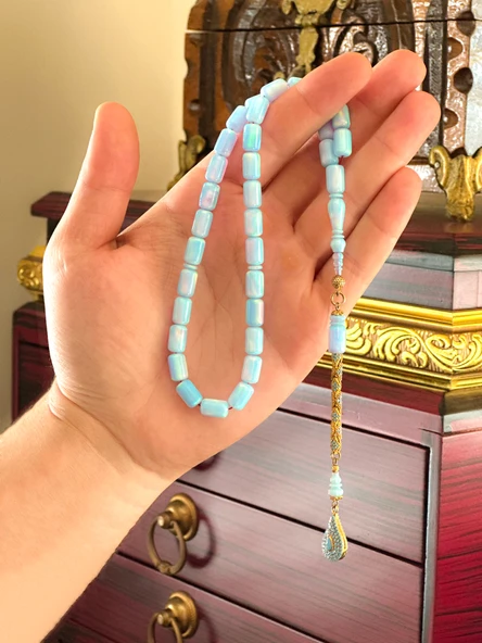 925 Ayar Gümüş Püsküllü Kapsül Kesim Opal Taşı Tesbih ürün görseli 1