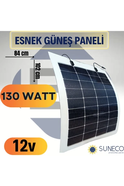 130 Watt Yarı Esnek Güneş Paneli Half Cut Monokristal Solar Güneş Paneli Karavan Tekne