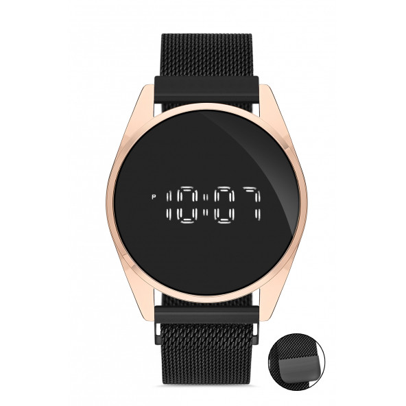 DESİNGSHOP Mıknatıslı Hasır Kordon Dijital Dokunmatik Unisex Kol Saati dsg5685