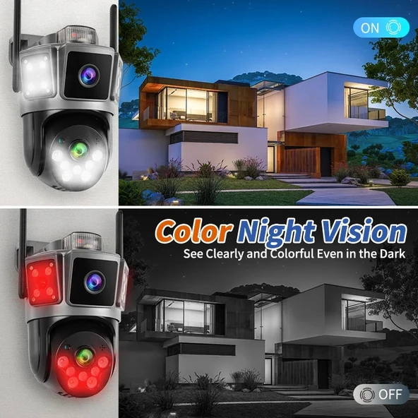 2 Kameralı 3 Ekranlı 6 MP Wifi Hareket Algılamalı Alarmlı Wifi Kamera Yapay Zeka Tak Çalıştır XBJHEMSGF83 - Resim 6