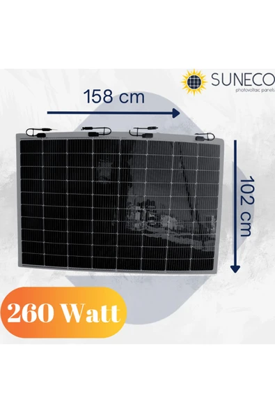 260 Watt 12 Volt Yarı Esnek Güneş Paneli Half Cut Monokristal Solar Güneş Paneli Karavan Tekne