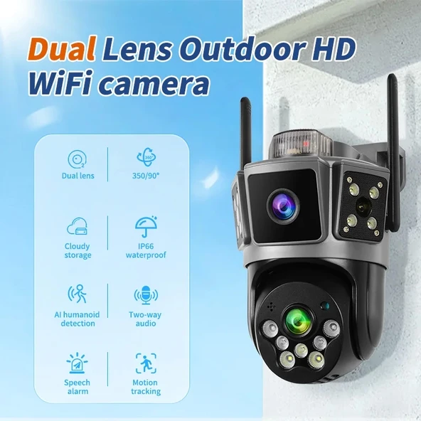 2 Kameralı 3 Ekranlı 6 MP Wifi Hareket Algılamalı Alarmlı Wifi Kamera Yapay Zeka Tak Çalıştır XBJHEMSGF83 - Resim 2