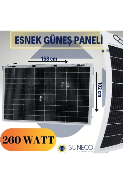 260 Watt Yarı Esnek Güneş Paneli Half Cut Monokristal Solar Güneş Paneli Karavan Tekne