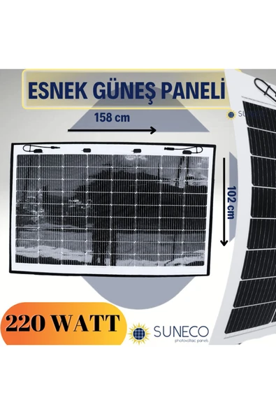 220 Watt 12 Volt Yarı Esnek Güneş Paneli Half Cut Monokristal Solar Güneş Paneli Karavan Tekne