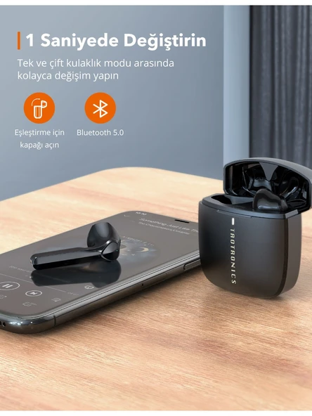 Taotronics SoundLiberty 92 Hi-Fi Stereo Şarj Kılıflı IPX8 Ter/Su Dayanıklı Tek/Çift Kullanım Bluetooth Kulaklık 30 Saat Müzik - 2
