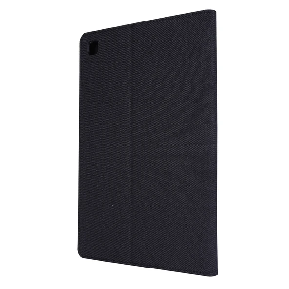Samsung Galaxy Tab S6 Lite Yatay Flip TPU Kumaş PU Deri Koruyucu Kılıf Kartlık Siyah - 3