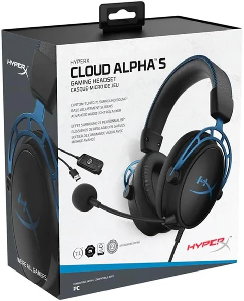 HyperX Cloud Alpha S 4P5L3AA Mavi 7.1 Kablolu Kulak Üstü Oyuncu Kulaklığı Teşhir - Resim 4