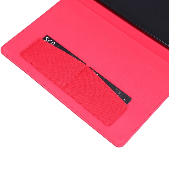 Samsung Galaxy Tab S6 Lite Yatay Flip TPU Kumaş PU Deri Koruyucu Kılıf Kartlık Siyah - 7