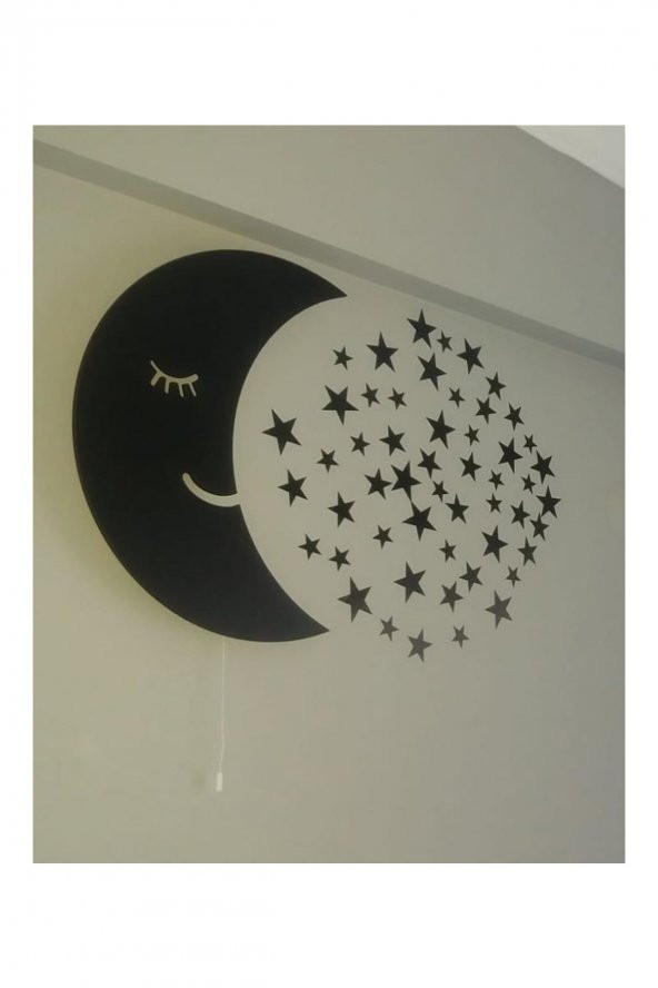Bebek Odası Aydınlatması Siyah Aydede ve 50 yıldız sticker