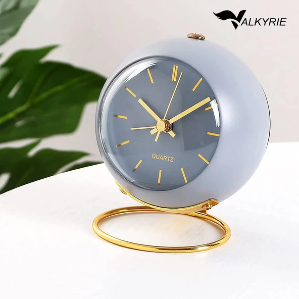 Valkyrie Akar Saniyeli Işıklı Metal Gold Dijital Masa Saati Alarmlı Mavi