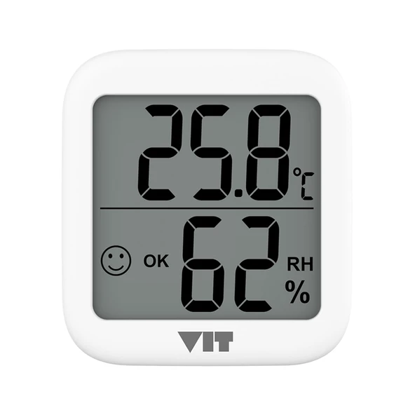 VIT İç Mekan Dijital Isı ve Nem Ölçer Beyaz Termometre WVT17