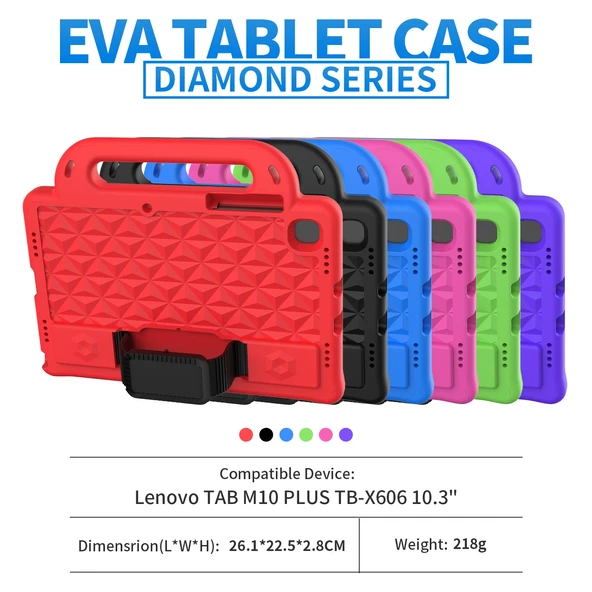 Lenovo Tab M10 Plus TB X606 103 Inç Mor EVA Darbe Emici Kılıf Tutacaklı ve Askılı - 9