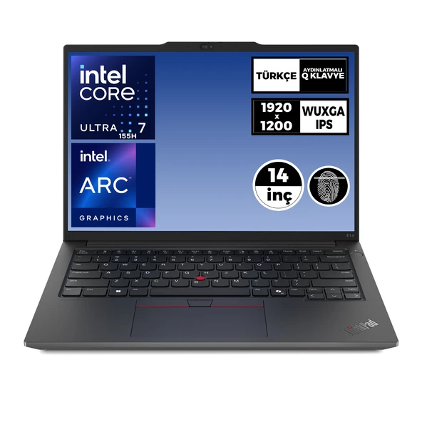 Lenovo ThinkPad E14 Gen 6 Ultra 7 155H 16GB 1TB SSD 14" WUXGA Freedos Notebook 21M70031TX 002 ürün görseli 1