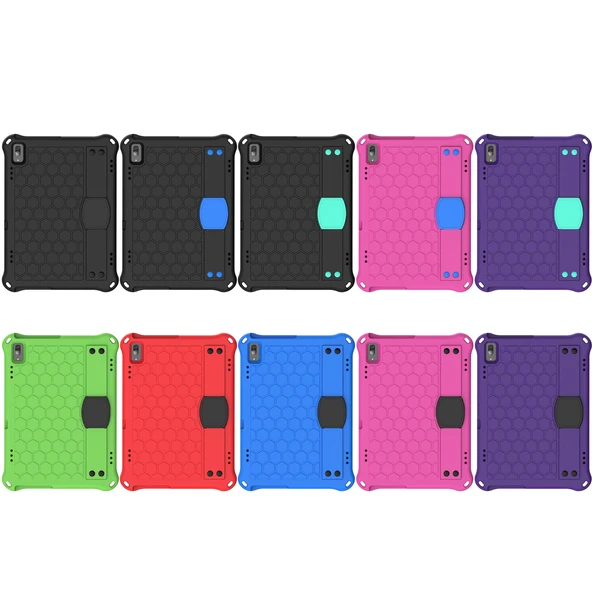 Lenovo Tab E10 TB X104F Uyumlu Petek Desenli EVA PC Malzeme Dört Köşe Düşmeye Karşı Koruyucu Kılıf Mor Aqua Renkli - 7