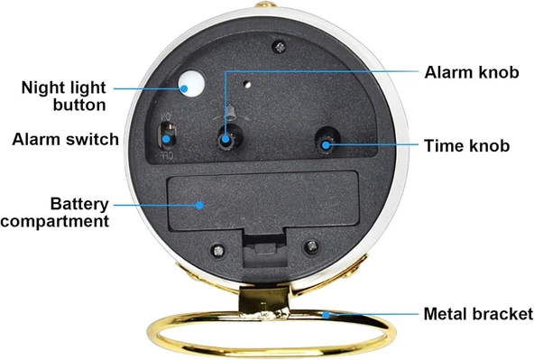 Valkyrie Akar Saniyeli Işıklı Metal Gold Dijital Masa Saati Alarmlı Beyaz - 6