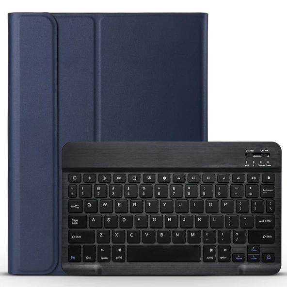 A11 Bluetooth 3.0 Ultra İnce ABS Çıkarılabilir Bluetooth Klavye Deri Tablet Kılıfı iPad Air 4 Air 5 Pro 11 inç 2018 2020 2021 2022 Koyu Mavi