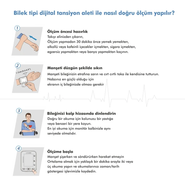 VZN Türkçe Konuşan Dijital Bilek Tipi Tansiyon Aleti DBP-2141 - Otomatik Ölçüm LCD Ekranlı - 7