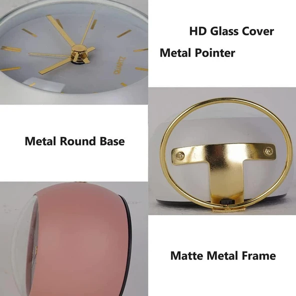 Valkyrie Akar Saniyeli Işıklı Metal Gold Dijital Masa Saati Alarmlı Pembe - 5