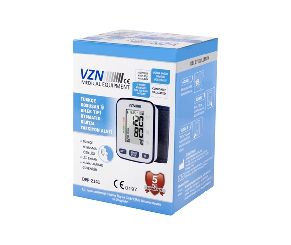 VZN Türkçe Konuşan Dijital Bilek Tipi Tansiyon Aleti DBP-2141 - Otomatik Ölçüm LCD Ekranlı - 8