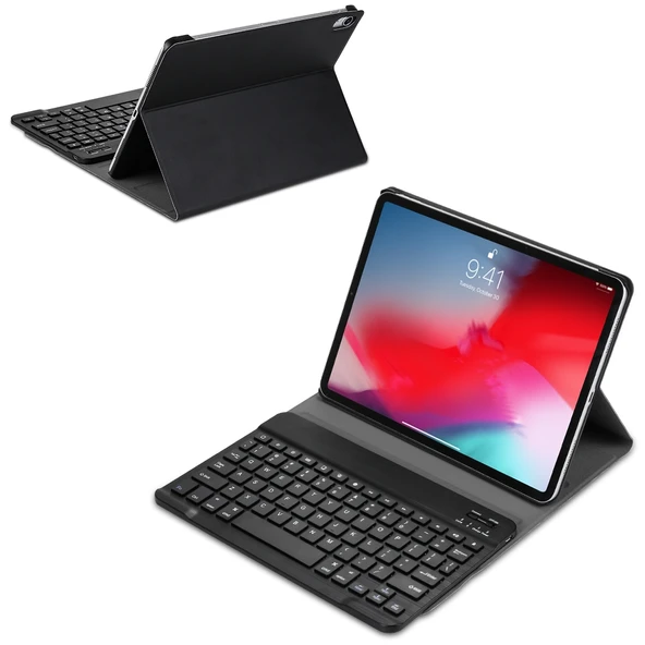 Apple iPad Air 4 5 ve Pro 11 Inch 2018 2022 Uyumlu Siyah Bluetooth 3.0 İnce ABS Klavyeli Deri Tablet Kılıfı - 5