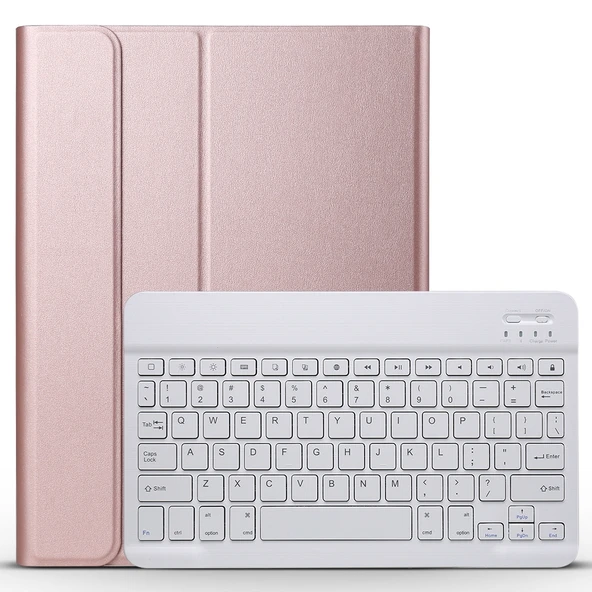 A11 Bluetooth 3.0 Ultra İnce ABS Çıkarılabilir Bluetooth Klavye Deri Tablet Kılıfı iPad Air 4 Air 5 Pro 11 inç 2018 2020 2021 2022 Rose Gold