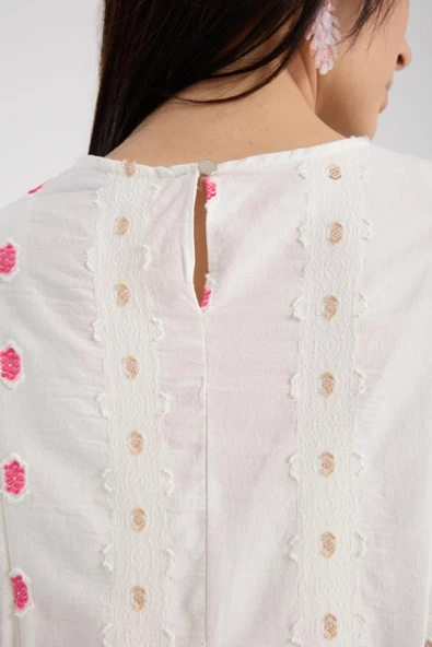 IŞŞIL 34548-Aplikeli Brode OverSize Hamile Giyim Elbise - 6