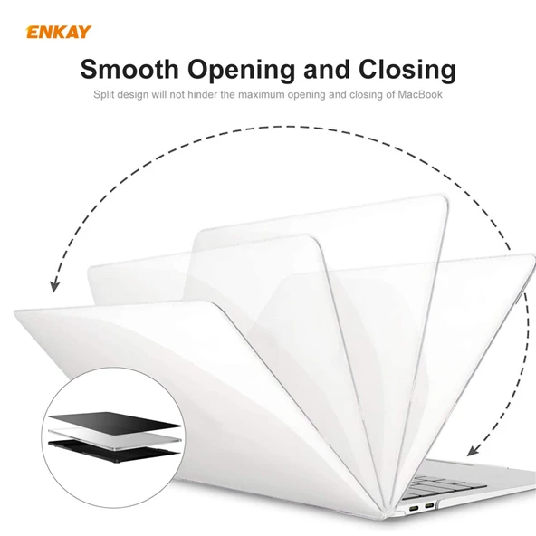 ENKAY 3 in 1 Kristal Laptop Koruyucu Kılıf Siyah MacBook Pro 16 inç A2141 Touch Bar - 4