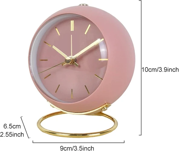Valkyrie Akar Saniyeli Işıklı Metal Gold Dijital Masa Saati Alarmlı Pembe - 4