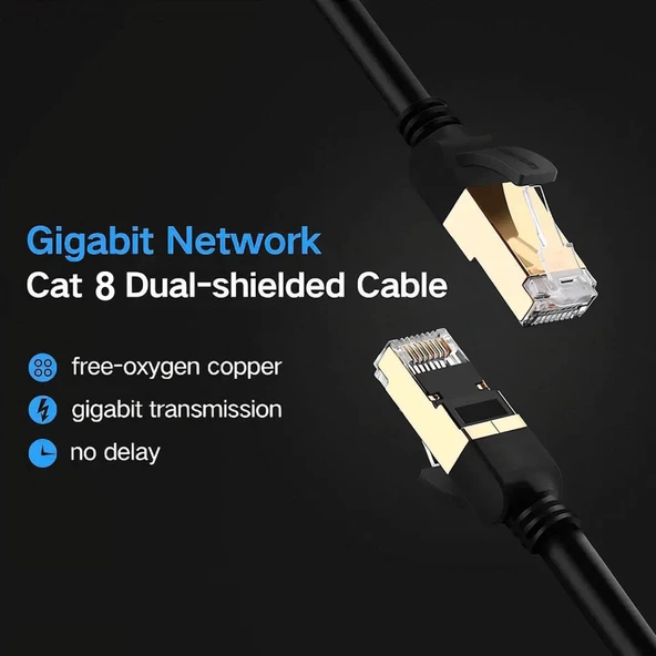 1 Metre Gigabit Cat 8 Çift Korumalı Ağ Kablosu - 5