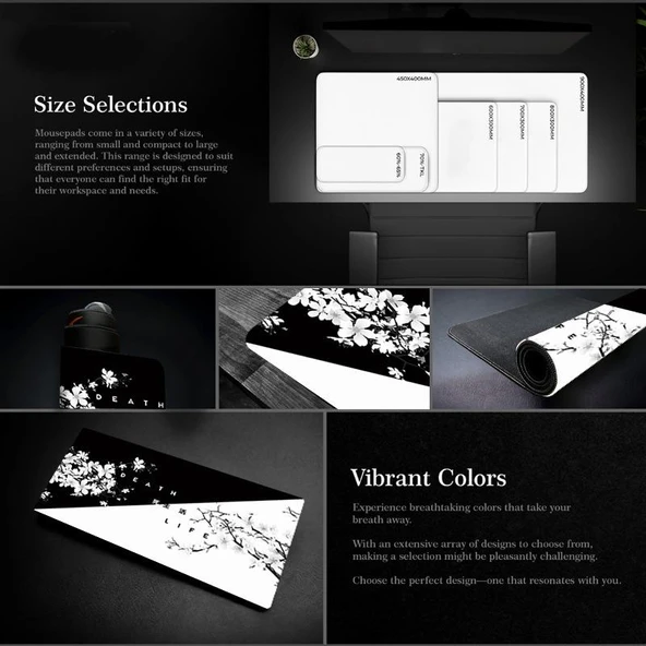 300x800x2mm Kiraz Çiçeği Desenli Kaymaz Kauçuk Mouse Pad - 3