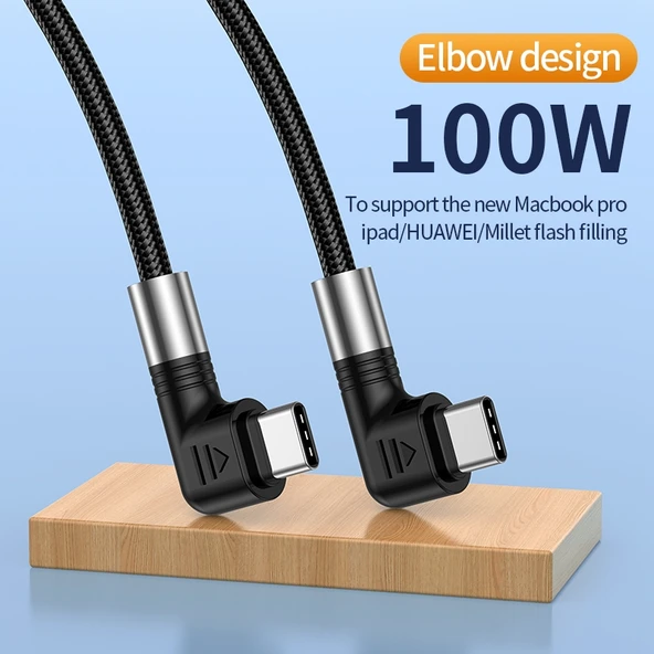 A9 100W USB C Tip C Cift Dirsekli Veri Kablosu 2 Metre - 4