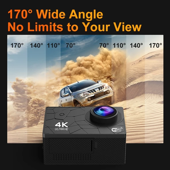 I5-361 2.0 inç IPS HD Ekran Geniş Açı 4K WiFi Aksiyon Kamerası Uzaktan Kumandalı - 8