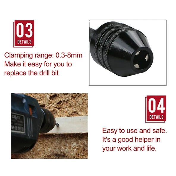 Altıgen Sap Mini Matkap Mandreni Dönüştürücü Üç Çeneli Mandren Siyah Model 08-8mm A - 6