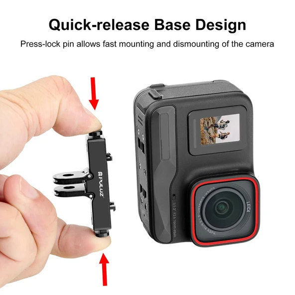 Insta360 X5 Ace Pro Pro 2 Uyumlu PULUZ Havacılık Alüminyum Hızlı Bırakma Taban Adaptör Braketi Siyah - 6