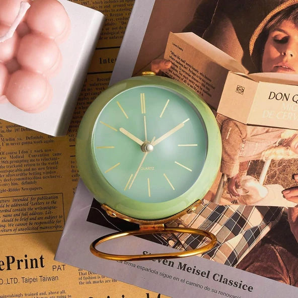 Valkyrie Akar Saniyeli Işıklı Metal Gold Dijital Masa Saati Alarmlı Yeşil - 4