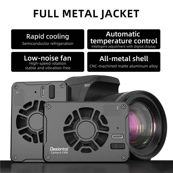 Canon Sony FUJIFILM Desiontal F01 Taşınabilir Metal Kasa Yarı İletken Kamera Soğutucu SLR Fan - 4