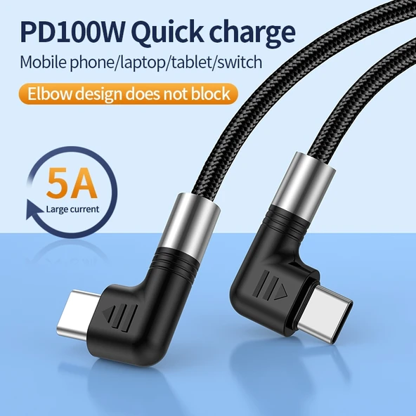 A9 100W USB C Tip C Cift Dirsekli Veri Kablosu 2 Metre - 3