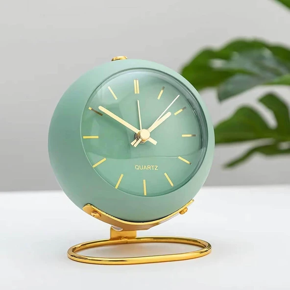 Valkyrie Akar Saniyeli Işıklı Metal Gold Dijital Masa Saati Alarmlı Yeşil - 8