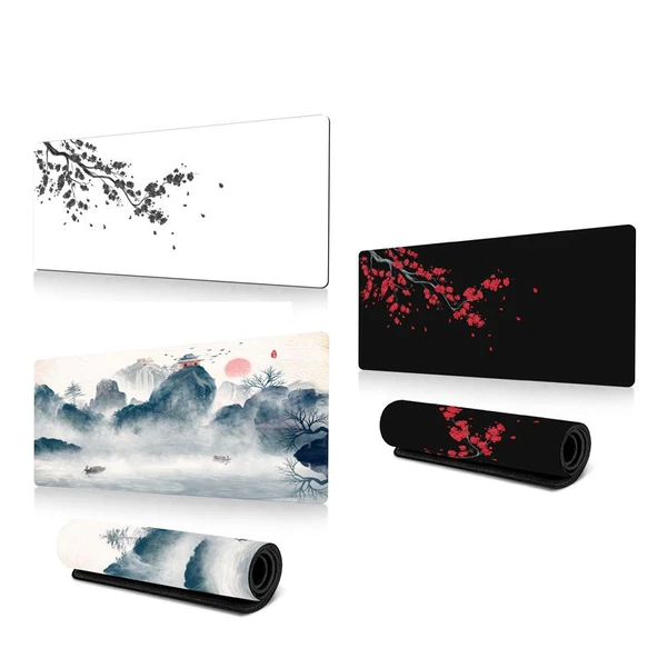 300x800x2mm Kiraz Çiçeği Desenli Kaymaz Kauçuk Mouse Pad - 2