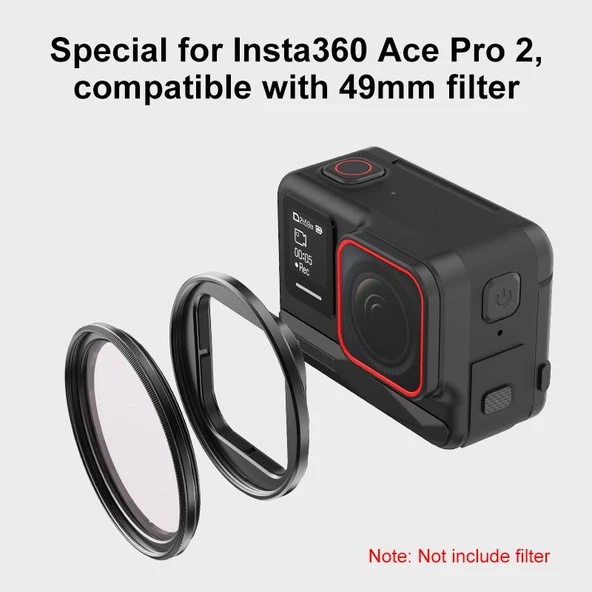 Insta360 Ace Pro 2 Uyumlu Metal Filtre Tutucu Siyah - 6