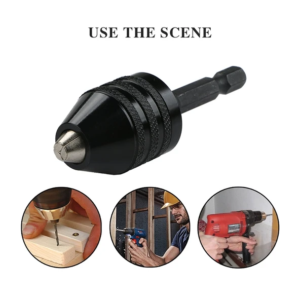 Altıgen Sap Mini Matkap Mandreni Dönüştürücü Üç Çeneli Mandren Siyah Model 08-8mm A - 7