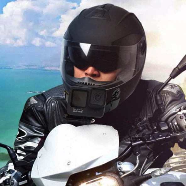 TUYU Motosiklet Entegre Menteşeli Kask Çene Spor Kamera Montaj Aparatı 4 Yapışkanlı - 2